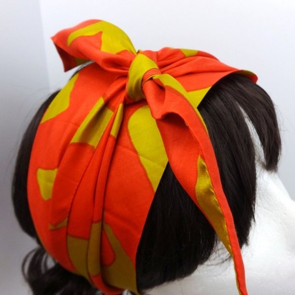 Scarves 70s True Vintage Silk/Rayon Three (3) Long 45-60 inches long see flaw - Picture 3 of 8